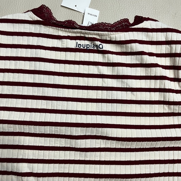 Desigual Women’s Floral Lace Striped Fine Knit Sweater -Made in Portugal- XL - Picture 10 of 13